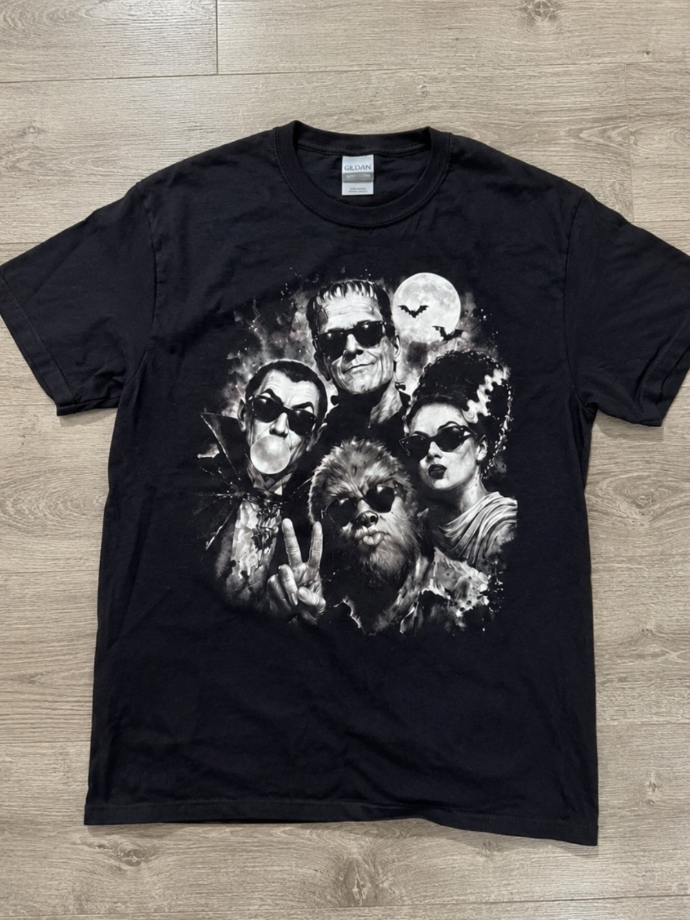 Halloween Classic Monsters Selfie Sunglasses Graphic Tee Shirt